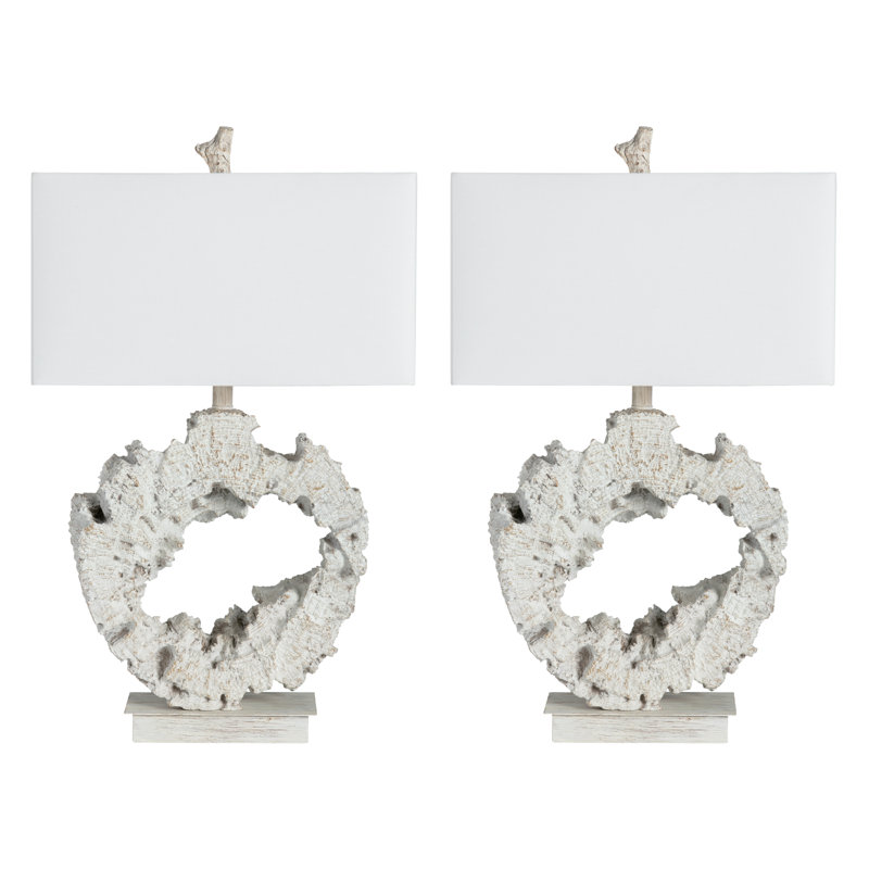 29.5" Resin Table Lamp With White Shade