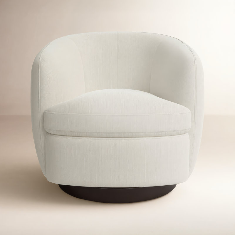 Marcy Upholstered Swivel Barrel Chair, Flanigan Cotton