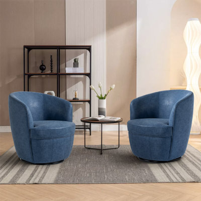 Aunna PU Leather Swivel Soft Cushion Accent Chair（Set of 2）