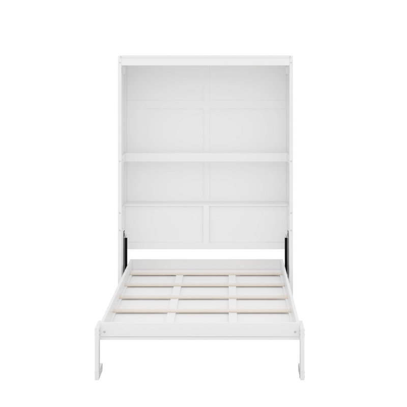 Lit escamotable mural avec tablettes Murphy, Double, Blanc