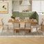 Ensemble de table de salle à manger extensible 7 pièces avec table à tréteaux et 6 chaises rembourrées-1805432759-1805432753