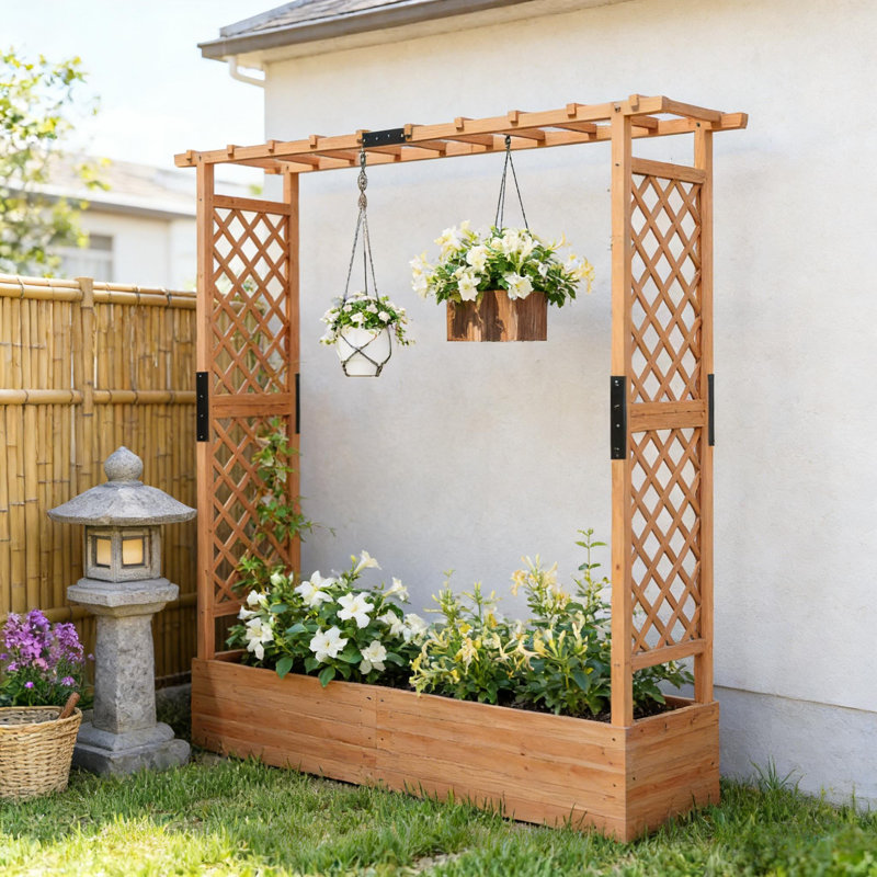 Boîte à fleurs en treillis, boîte à fleurs en bois