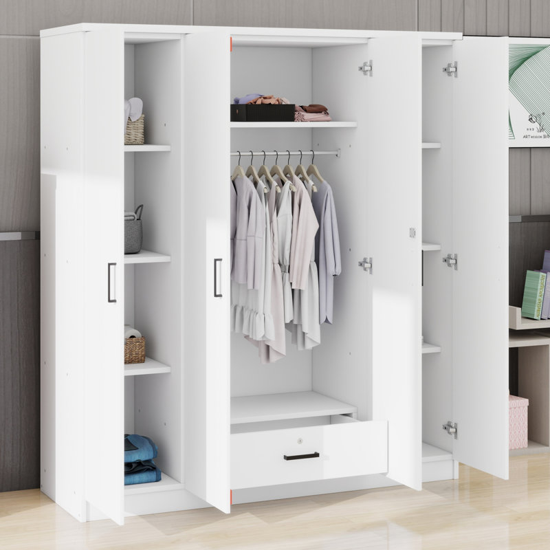 Spacious 4-Door Wardrobe with 1 Drawer, White