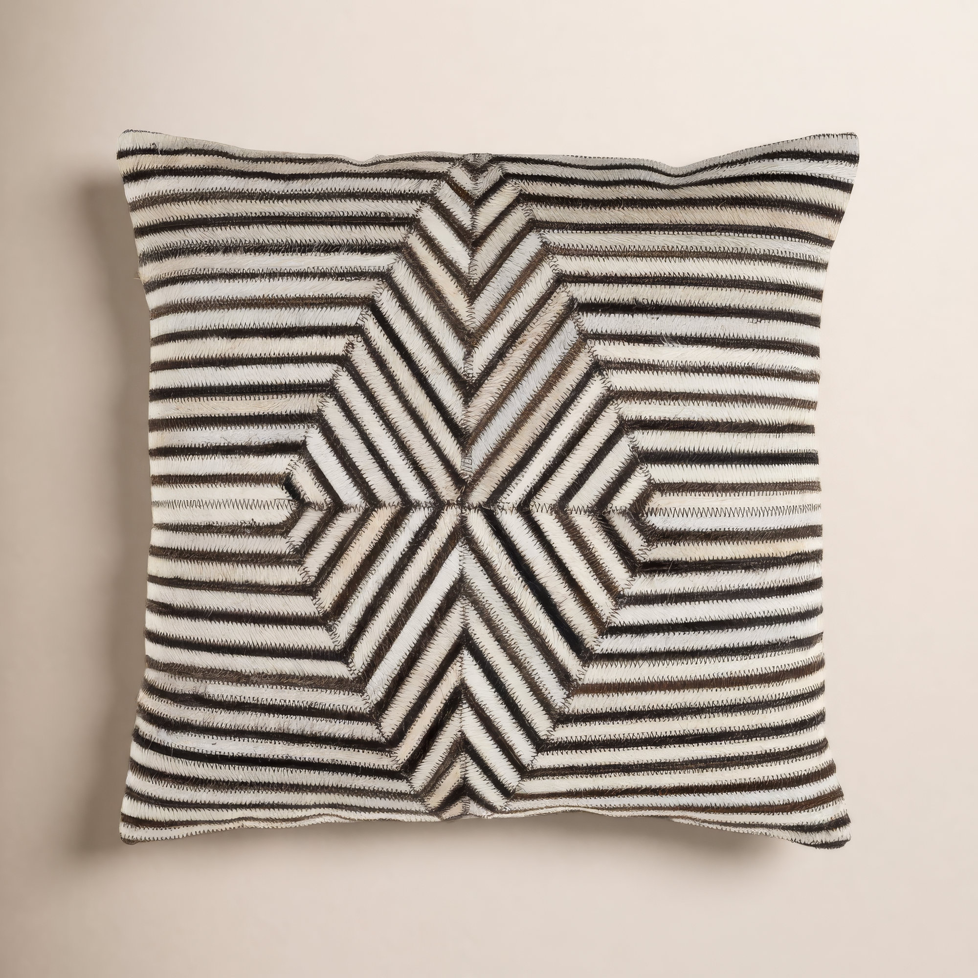 Coleridge Throw Pillow, Down, Dark Brown/Cream Stripped
