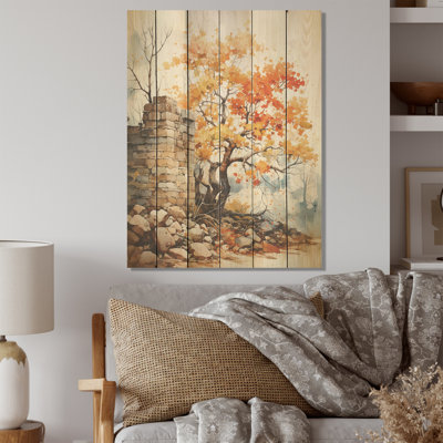 «Peach Tree Oak Enchantment», art sur bois de chêne naturel