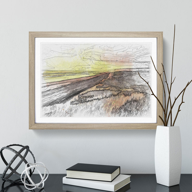 Over a Beach in New Zealand - Picture Frame Graphic Art Print, Oak Framed, 36cm H x 48cm W x 2cm D