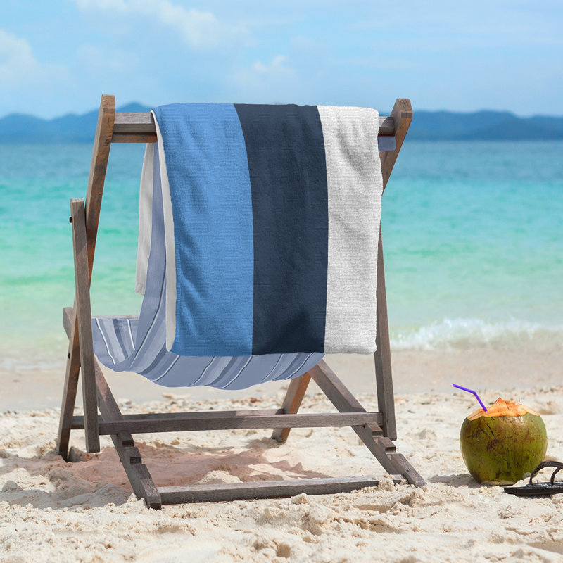 Cotton Blend Beach Towel, Light Blue/Gray/Blue