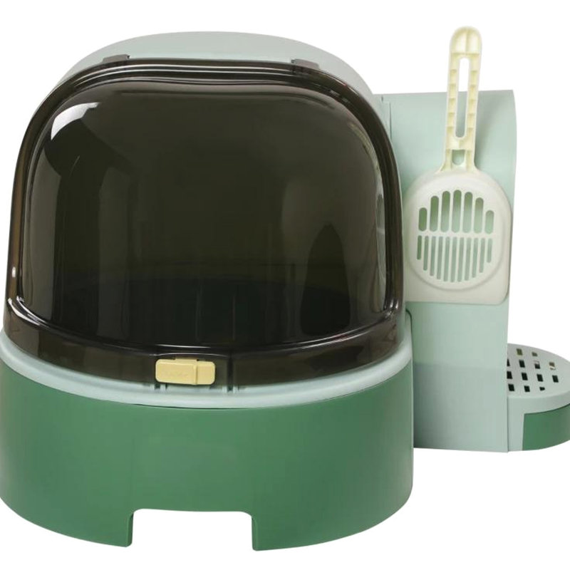 Bac à litière pour chat couvert, deux étapes pour le suivi, espace privé, forme de capsule de l'espace, boîte de PC avec couvercle, intérieur spacieux pour chat, couvercle avant ouvrable, écart de plateau amovible, couleur, matériau