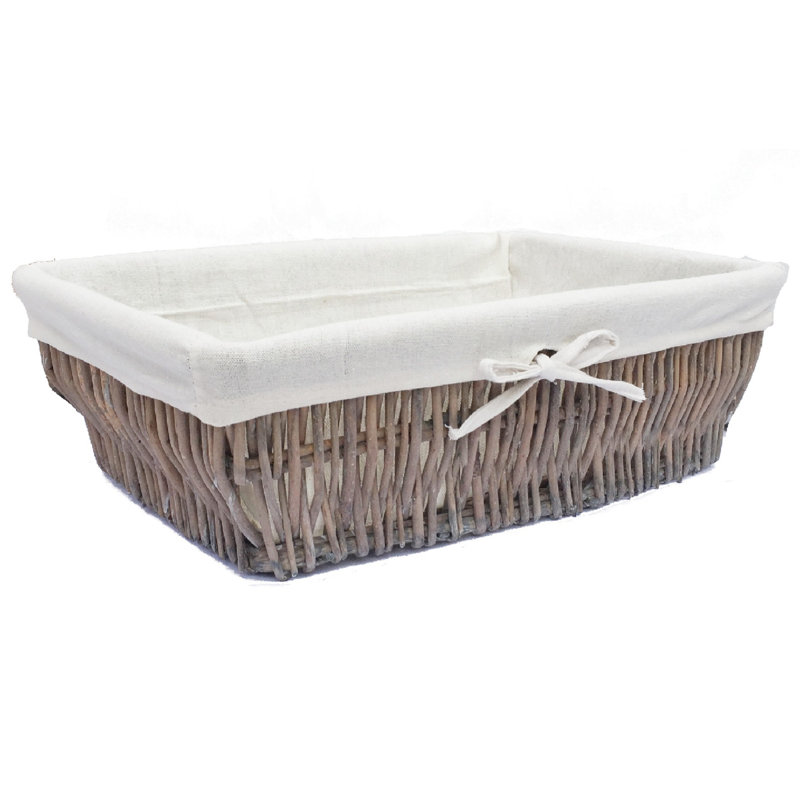 Brambly Cottage Wicker Decorative Basket, Grey, 12cm H x 38.5cm W x 24.5cm D