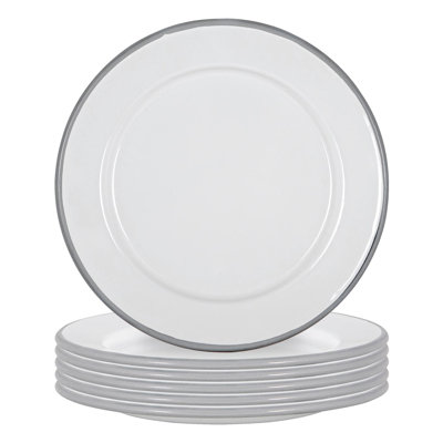 Argon Tableware - White Enamel Side Plates - 20cm - Set of 6