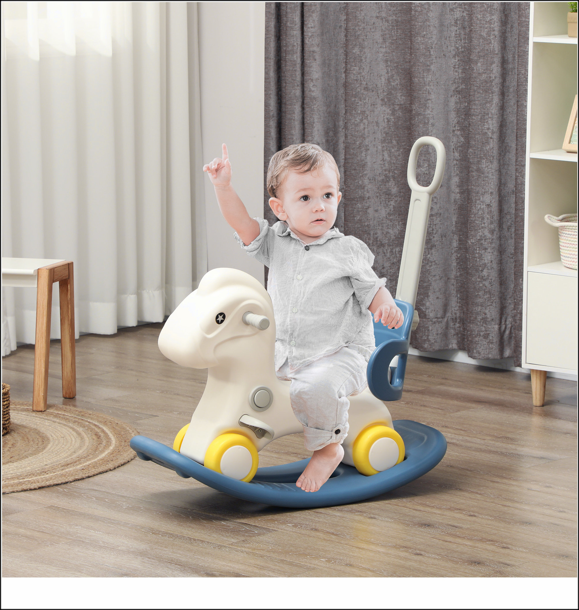 Zoomie Kids Qaba 4 in 1 Rocking Horse for Toddles 2-5 Years, Baby Ride ...