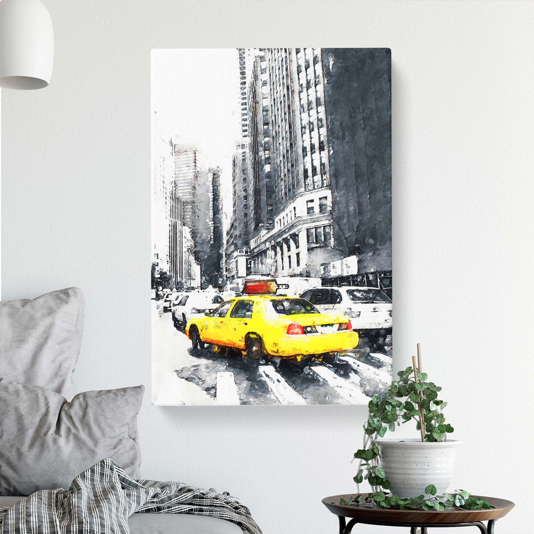 A Yellow Taxi Cab In New York - Wrapped Canvas