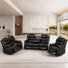 Ensemble de canapé manuel inclinable: fauteuil, causeuse (Bluetooth / USB) et canapé avec accents DEL