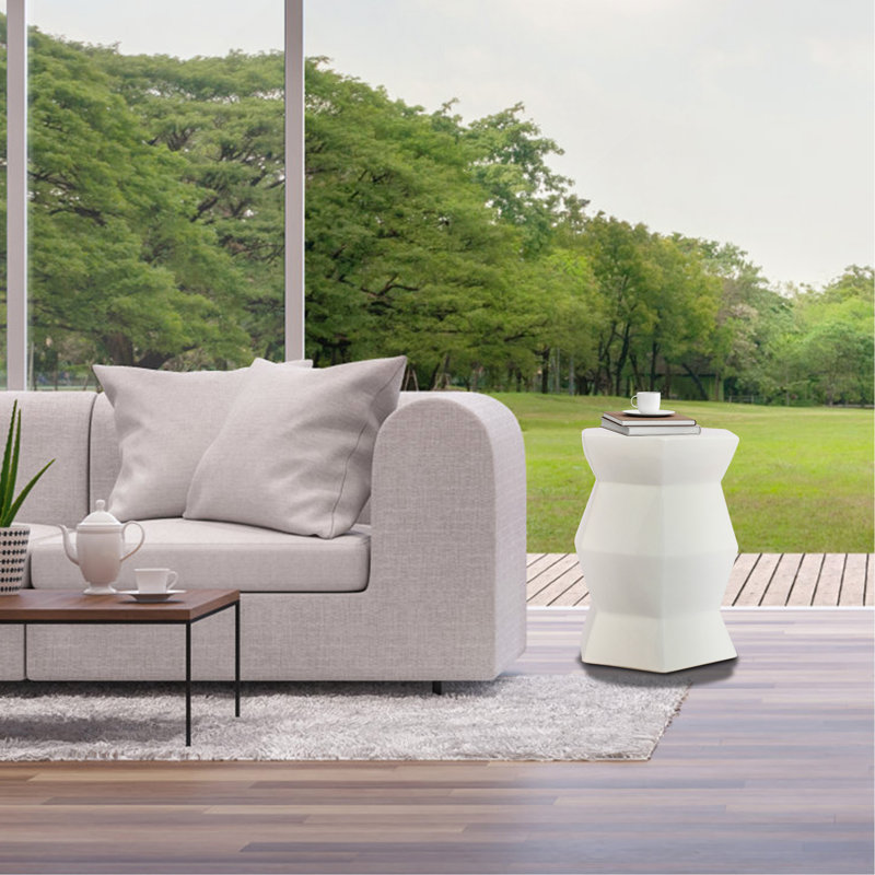 Tabouret de bar 13 po x 16,75 po en céramique émaillée - Table d'appoint intérieure / extérieure - Tabouret de jardin décoratif