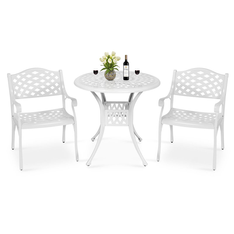 Ensemble bistro 3 pièces Darby Home Co, Blanc