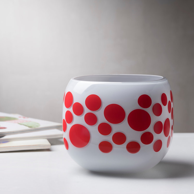 Vase en cristal sans plomb Mono, À pois rouges