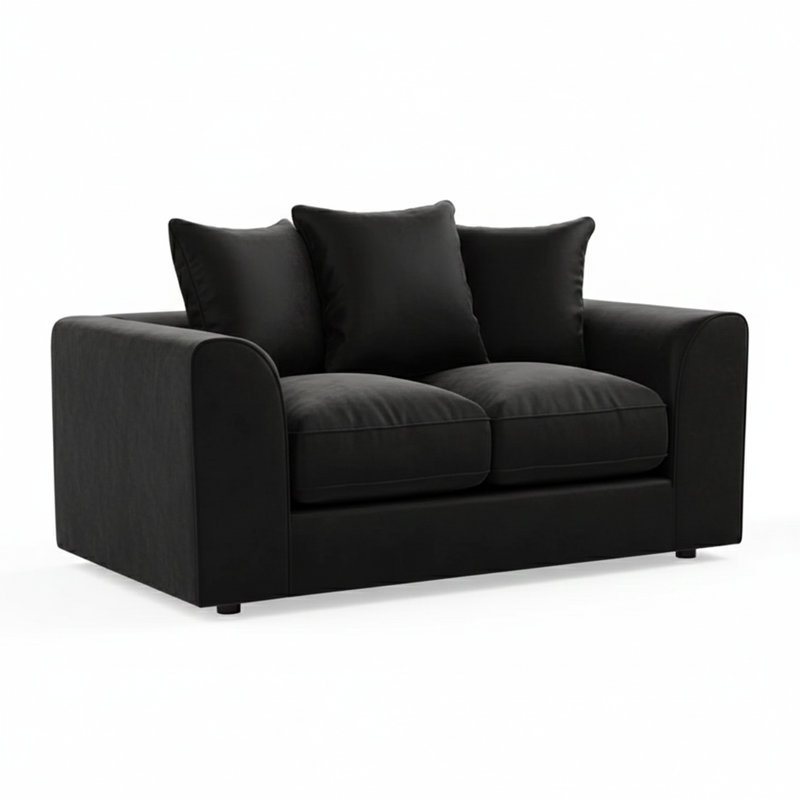 2 Seater Velvet Sofa, Black