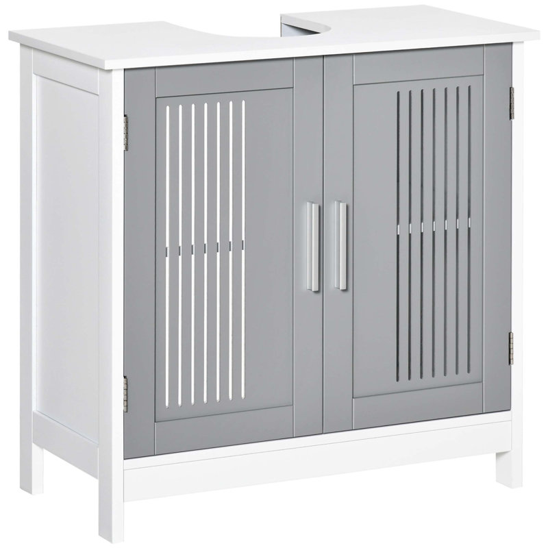 Kleankin Modern Under Sink Cabinet With 2 Doors, Adjustable Shelves, And U-Shaped Design For Maximum Storage Efficiency
