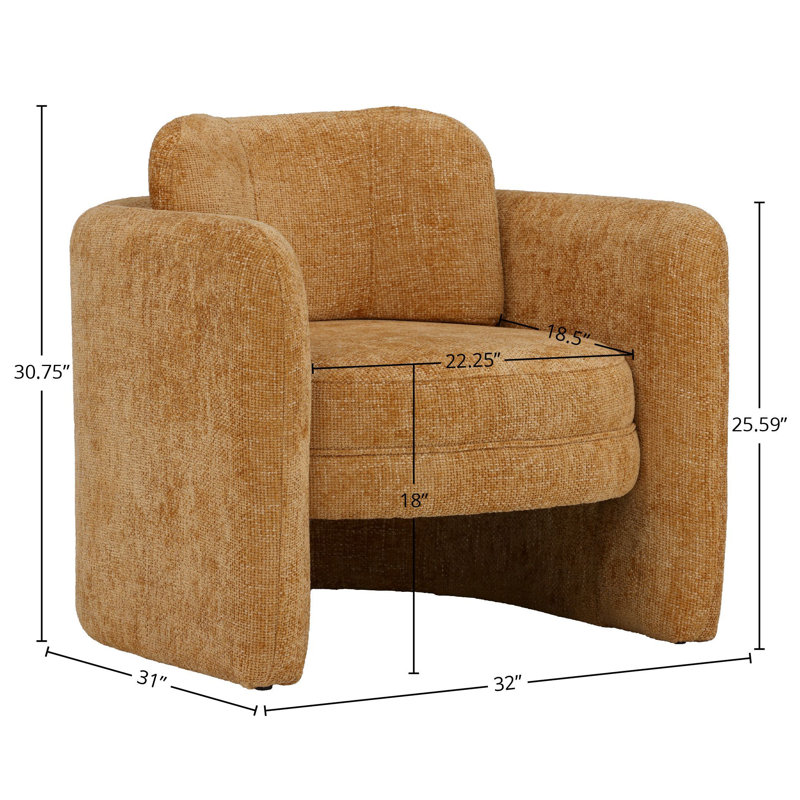Munson Upholstered Occasional Chair, Ginger, Ginger Polyester