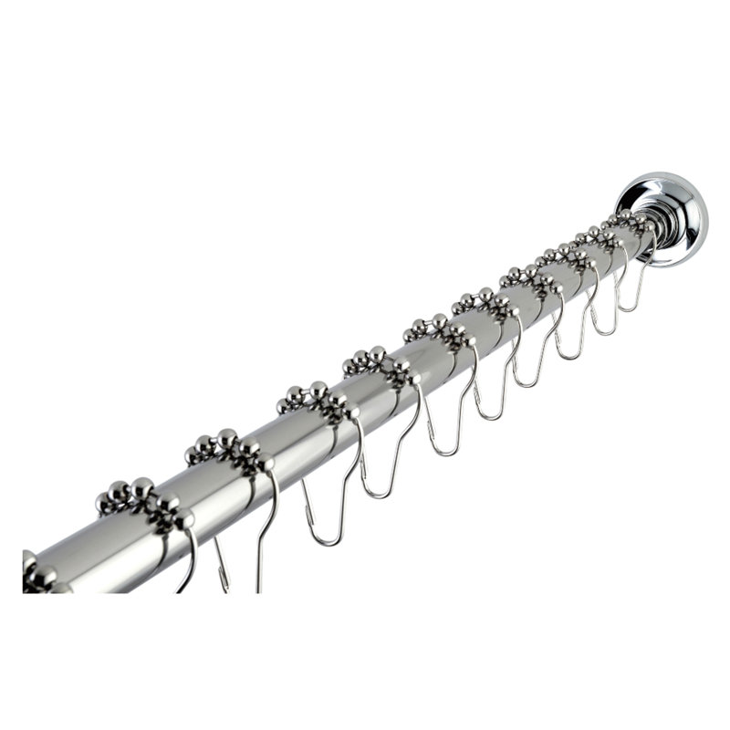 Kingston Brass Edenscape 60-Inch to 72-Inch Adjustable Shower Curtain Rod with Rings Combo, Polished Chrome