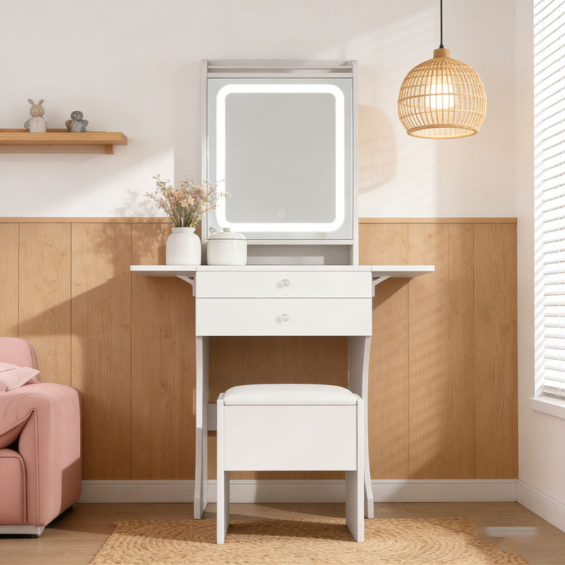 Small Space Makeup Vanity with Stool