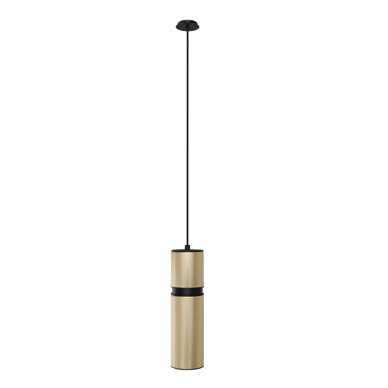 1 - Light Pendant, 10" H x 3" W x 3" D, Brass/Black Accents