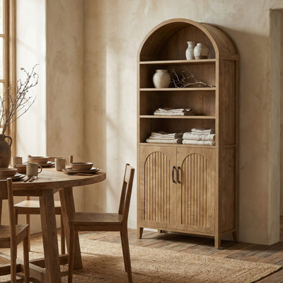 Bibliothèque Farmhouse de 70,9 po de hauteur avec portes et tablettes