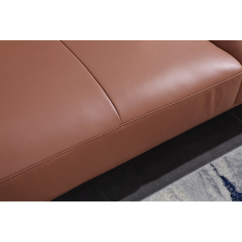 Sofa, Russet Brown Genuine Leather, 65"