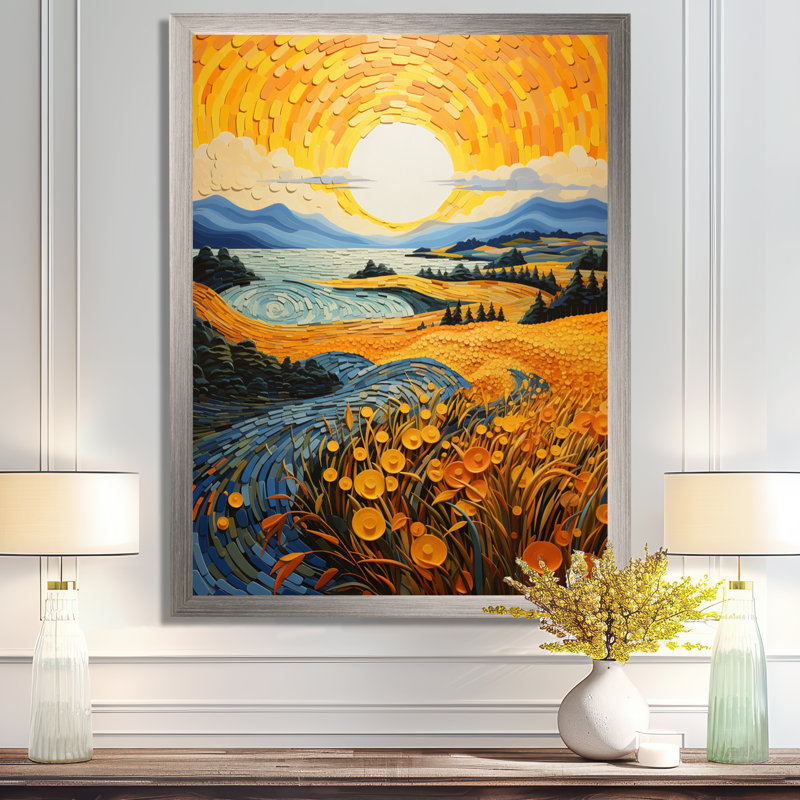 Récolte de Vangogh dans les champs de blé II, 20" H x 12" W, Gold Floater Framed