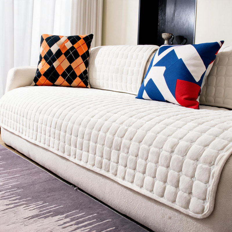 Housse de canapé moelleuse en velours pour 2 et 3 places, housse de canapé antidérapante lavable, 36" H x 94" W