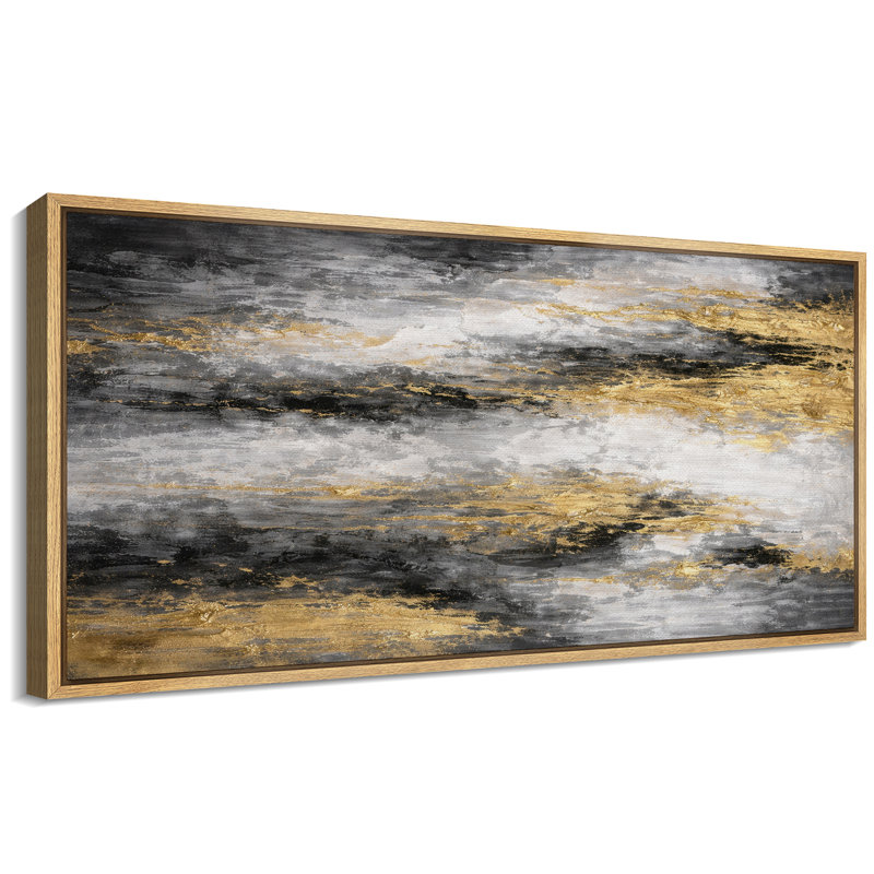 Œuvre abstraite, composition de flux de marbre doré noir, photos de salon moderne, impression sur toile encadrée