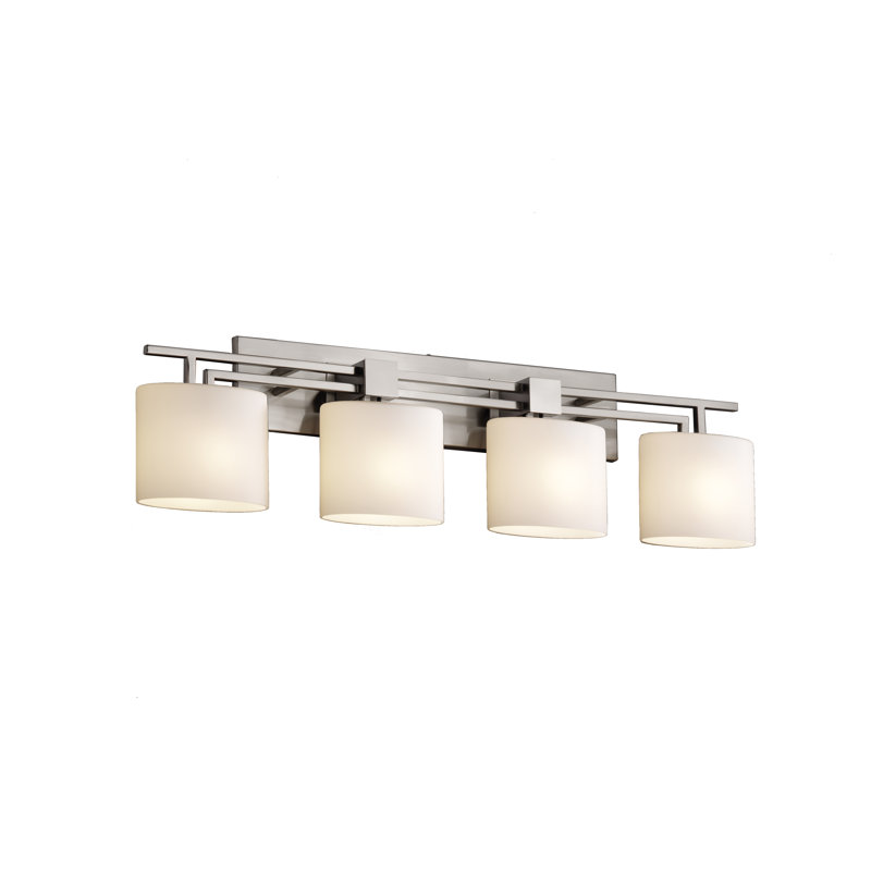 Éclairage pour salle de bain 4 lumières Casson, Nickel brossé, Ovale