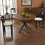 Table de salle à manger extensible ronde pour 6 personnes avec placage en noyer et base en acier au carbone KELVIO