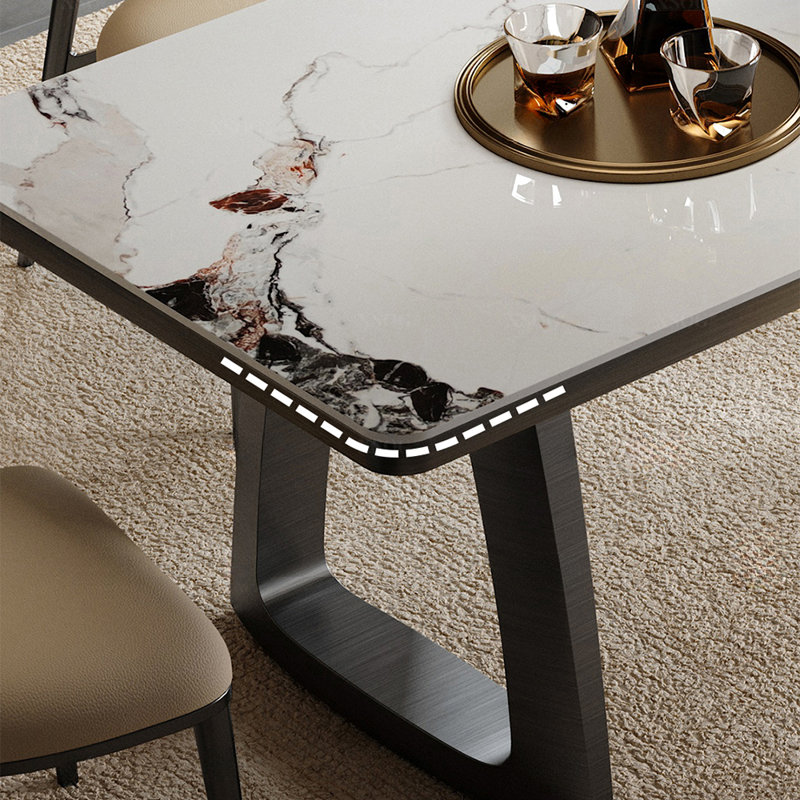 Modern simple rectangular dining table and chairs, 29.52"H x 55.11"L x 31.49"W