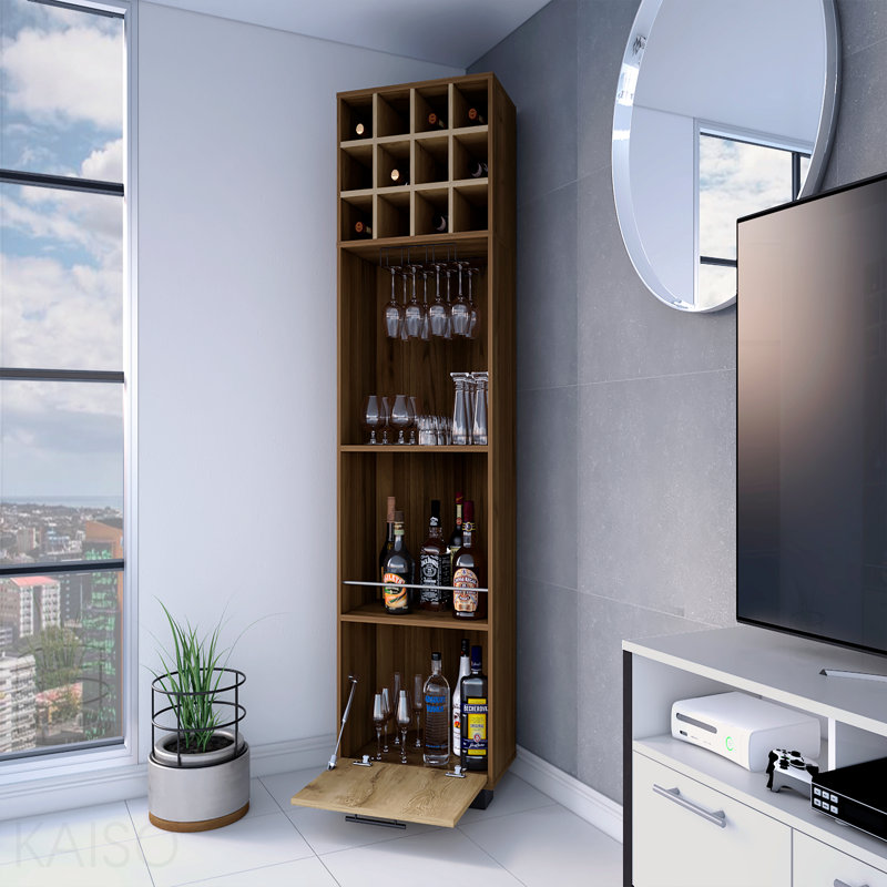 12-Bottle 2-Shelf 1-Drawer Bar Cabinet