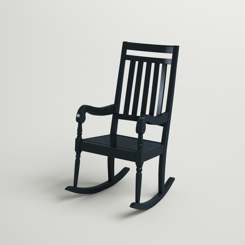 Classic Black Compact 15.5"x15" Outdoor Rocking Chair with Weatherproof Durability, Black