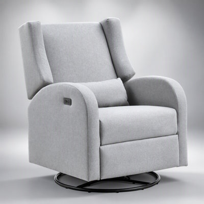 Fauteuil inclinable électrique pivotant avec port USB, revêtement en polyester résistant, idéal pour le salon et la chambre, gris pâle