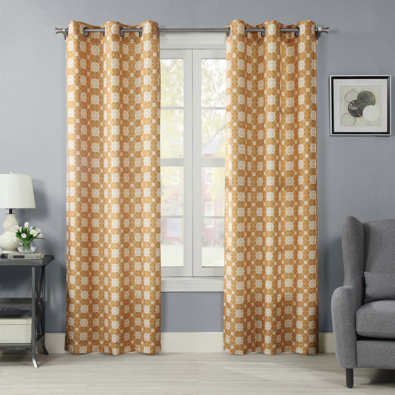 Buntingford Room Darkening Curtain Single Panel, Yellow