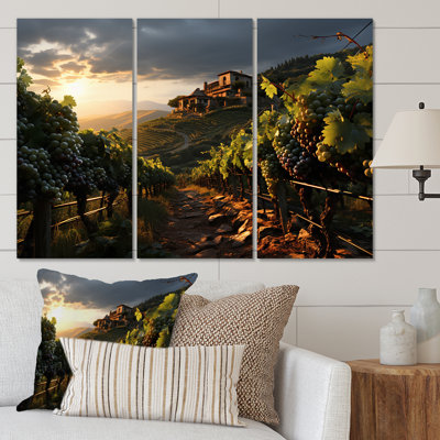 Vineyard Misty Meadows Cellars II sur toile, 3 pièces