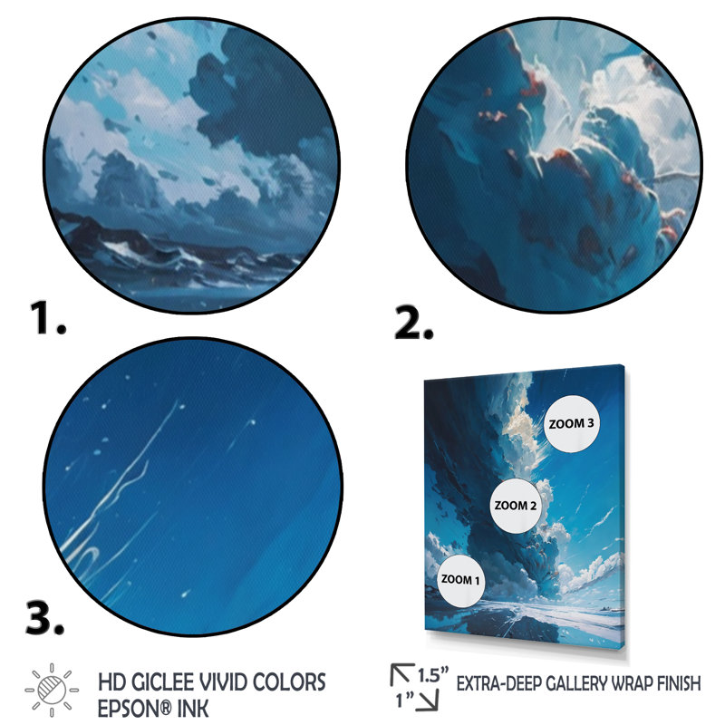 Nuage dans le ciel, reproduction d'art sur toile, H 20 po x l 12 po x P 1 po, Impression dorée sur toile encadrée
