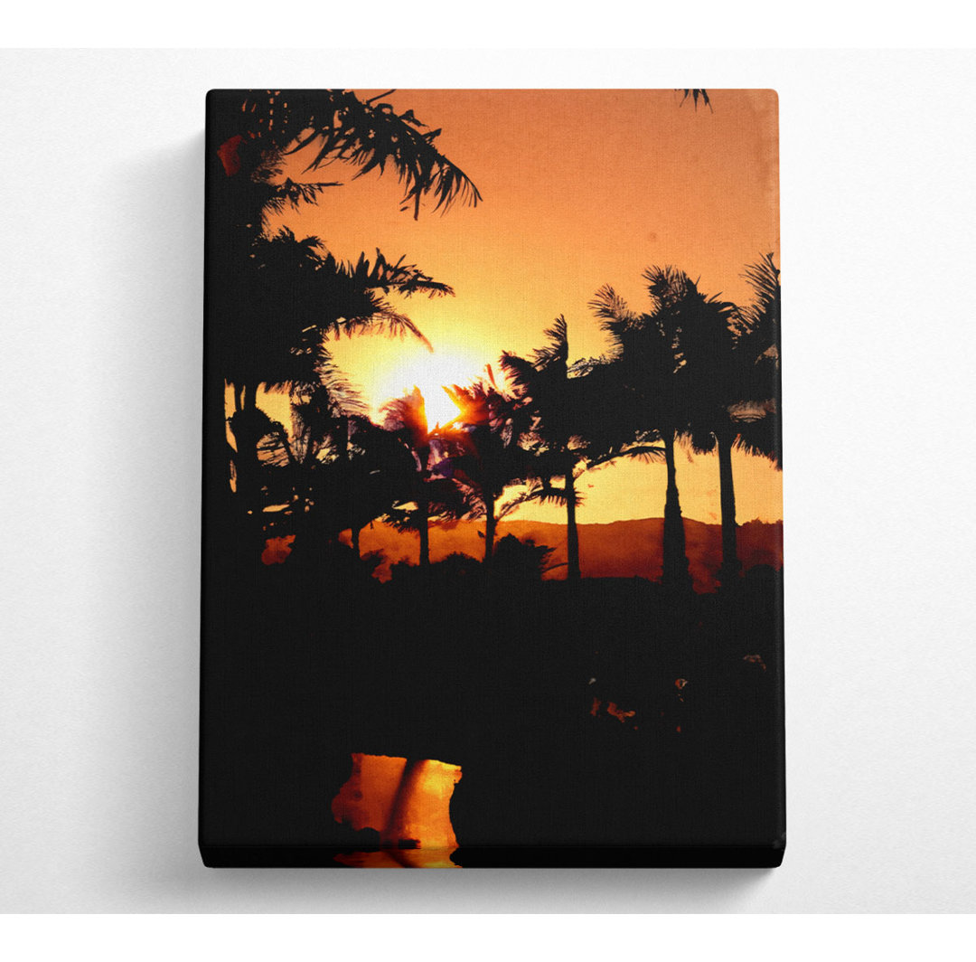 Orange Palm Tree Sun Glow - Kunstdrucke auf Leinwand