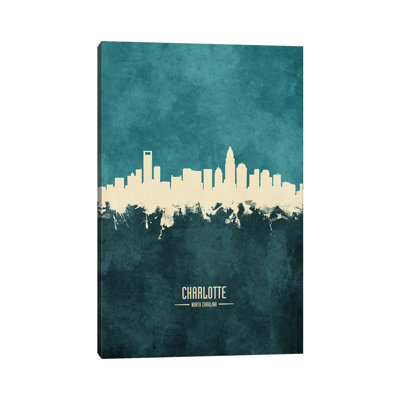 Charlotte North Carolina Skyline by Michael Tompsett - Wrapped Canvas Print