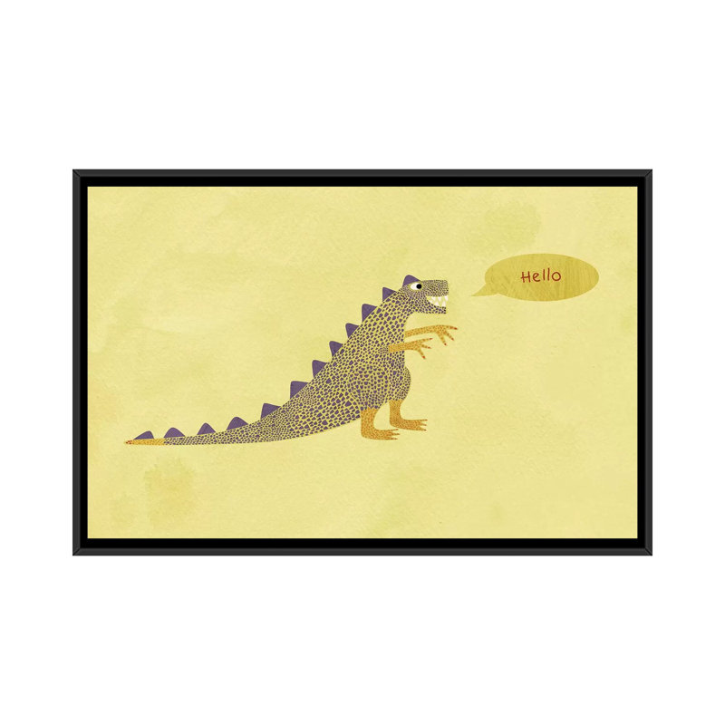 Dinosaure par Nic Squirrell - impression d'art graphique, H 26 po x l 40 po x 1,5 po, Toile avec cadre noir, Pas de tapis