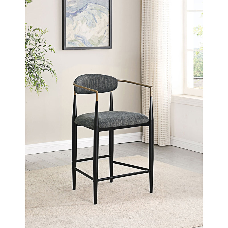 Chaise de comptoir rembourrée (ensemble de 2), Gris foncé