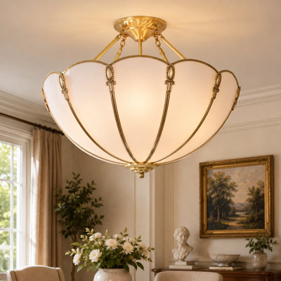 Plafonnier semi-encastré 4 lumières Mid-Century