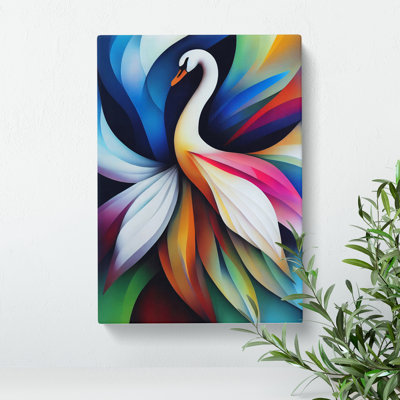 Wondrous Swan Abstract - Wrapped Canvas Print
