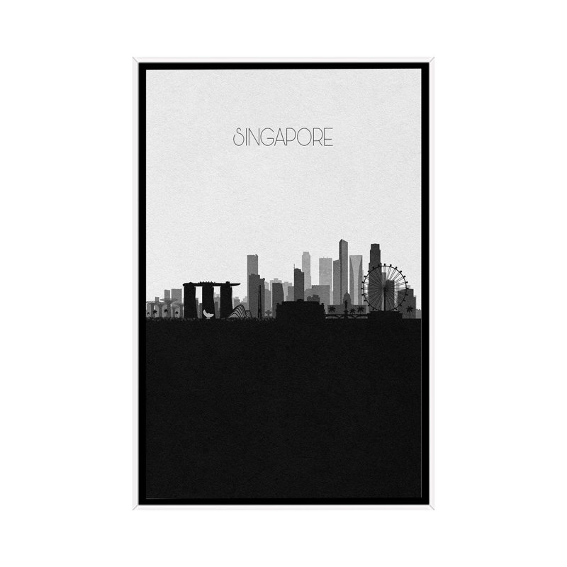 Singapore City Skyline 1 Piece Single Picture Frame and Floater Frame Wall Art on Canvas