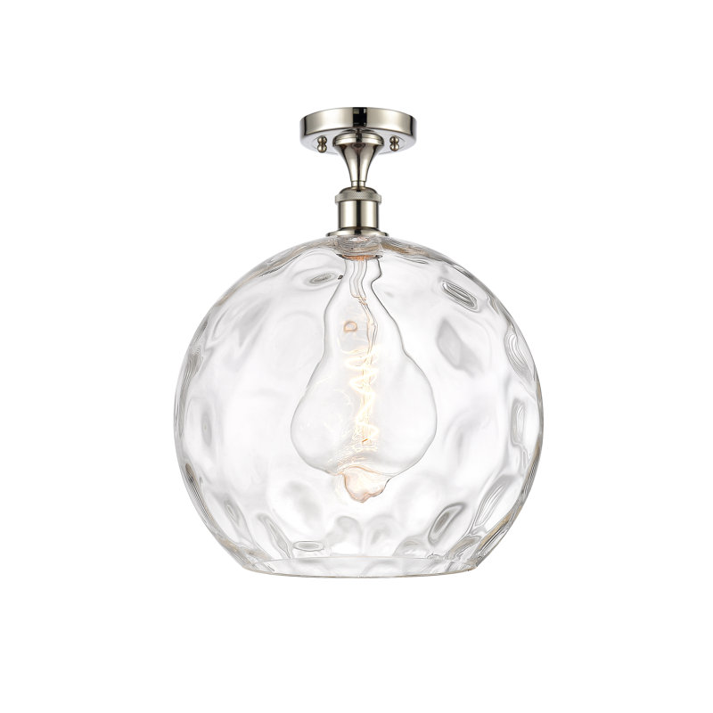 Plafonnier semi-encastré 1 lumière 8 po Cindi, Ampoule non incluse, H 16,88 po x l 13,75 po x P 13,75 po, Nickel poli