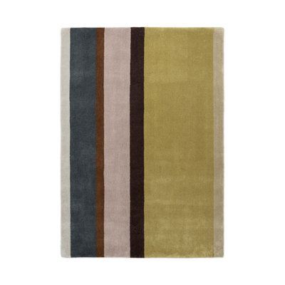 Hand Tufted Wool Striped Area Rug in Retro