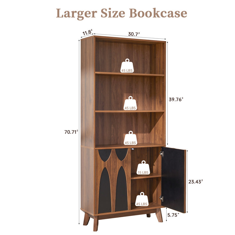 Bibliothèque de rangement 70,7 ", Brun / Noir